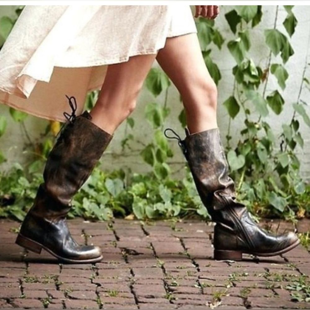 Bed Stu Distressed Brown Lace Up Boots